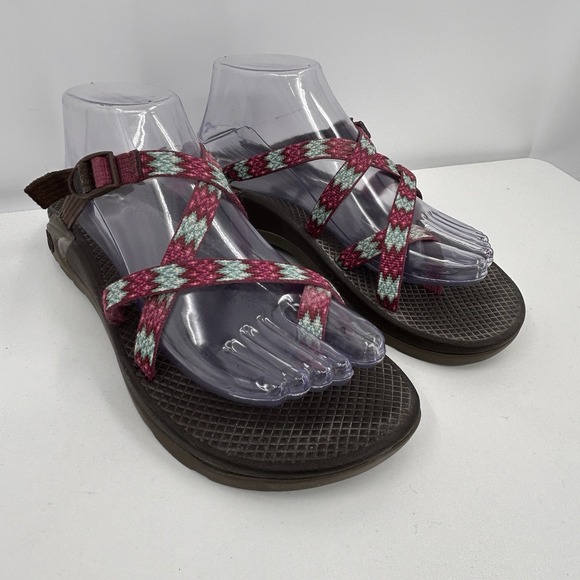 Chaco Womens Strappy Slip On Slide Sandals Size 10 Purple Teal Outdoors Hiking - Picture 1 of 10